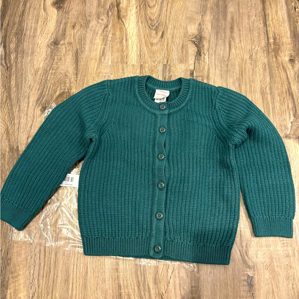 Hanna Andersson Textured Cardigan Dark Green 3T